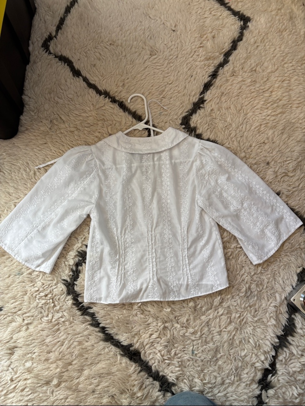 Christy Dawn White Eyelet Button-Front Cotton Blouse - Picture 11 of 16